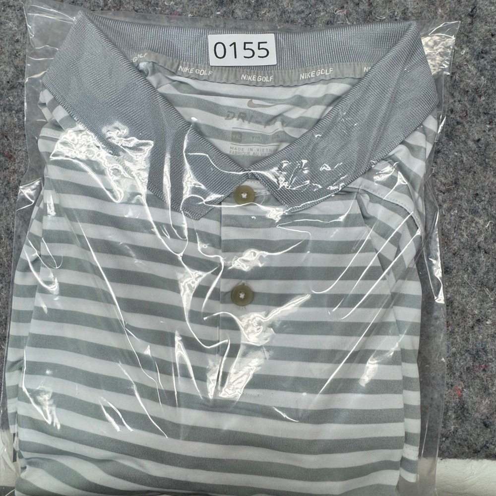 Nike Golf Polo Shirt Mens XXL Grey Striped Dri-FIT Short Sleeve Performance - Picture 8 of 8